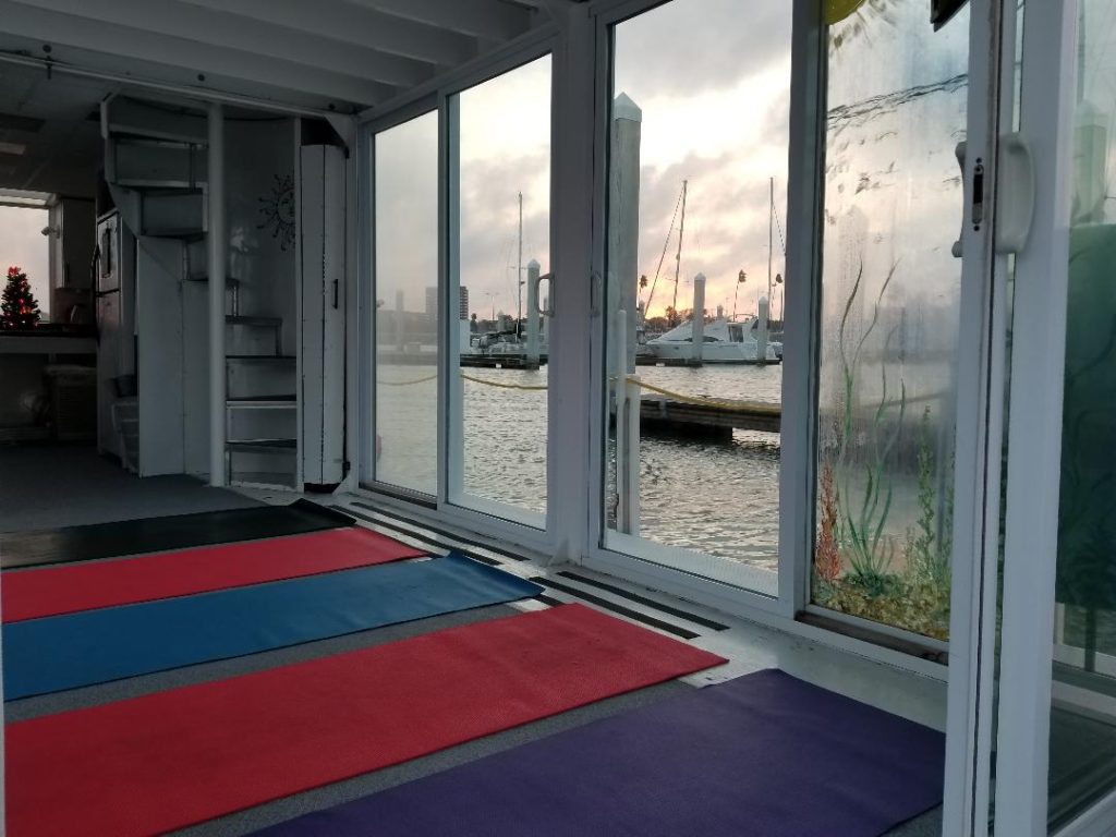 Winter yoga inside at Water dog