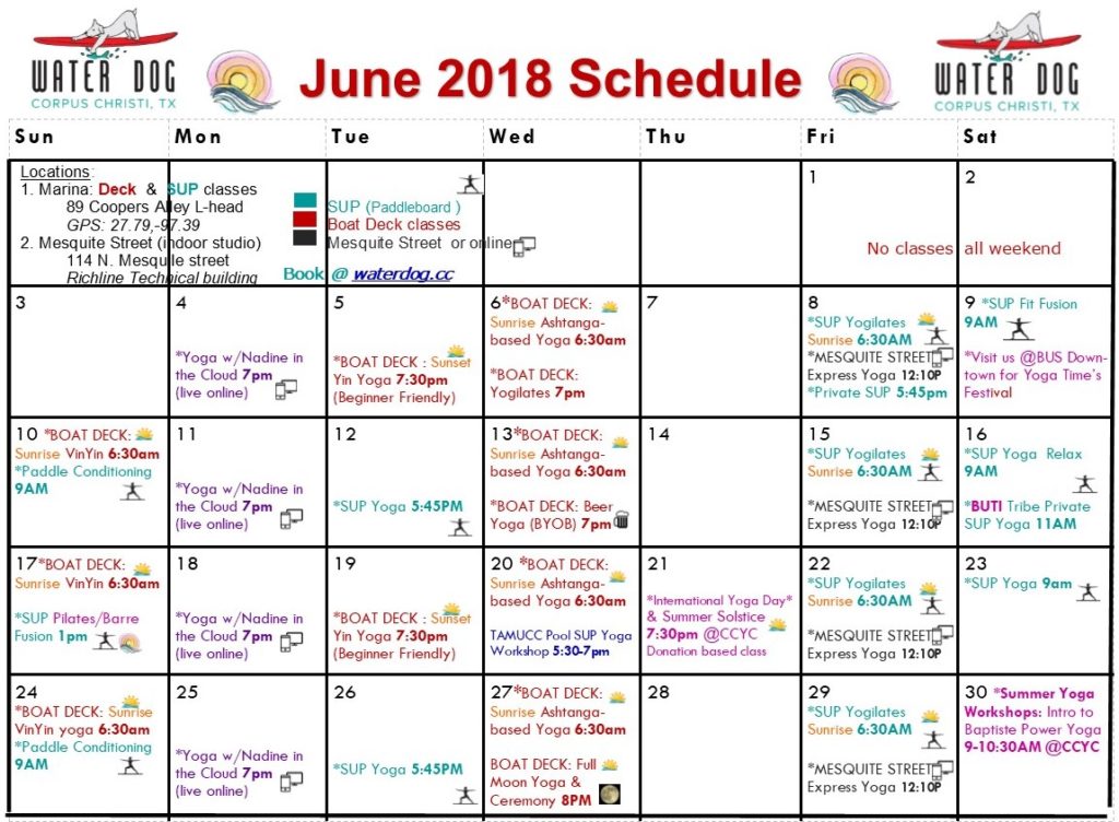 Water Dog June 2018 schedule