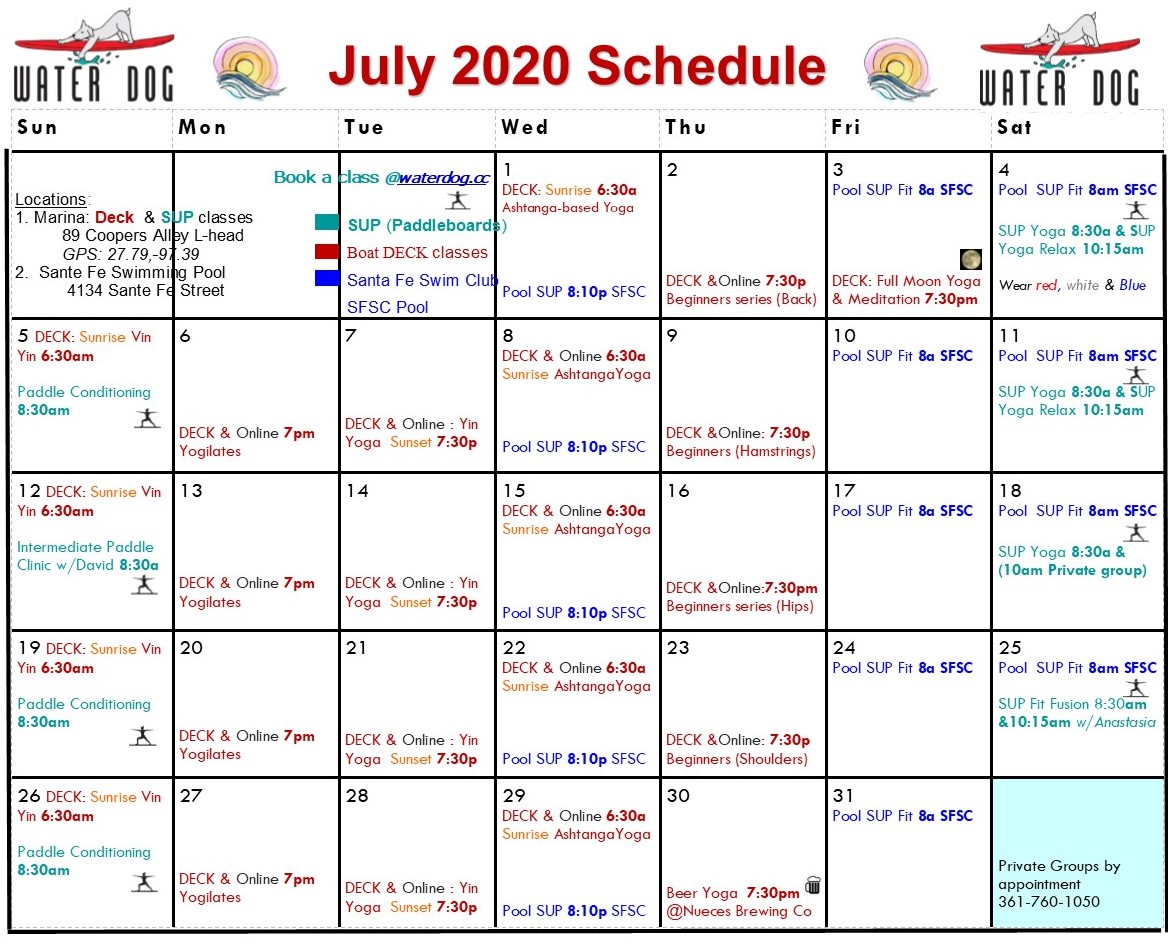 July 2020 Schedule: